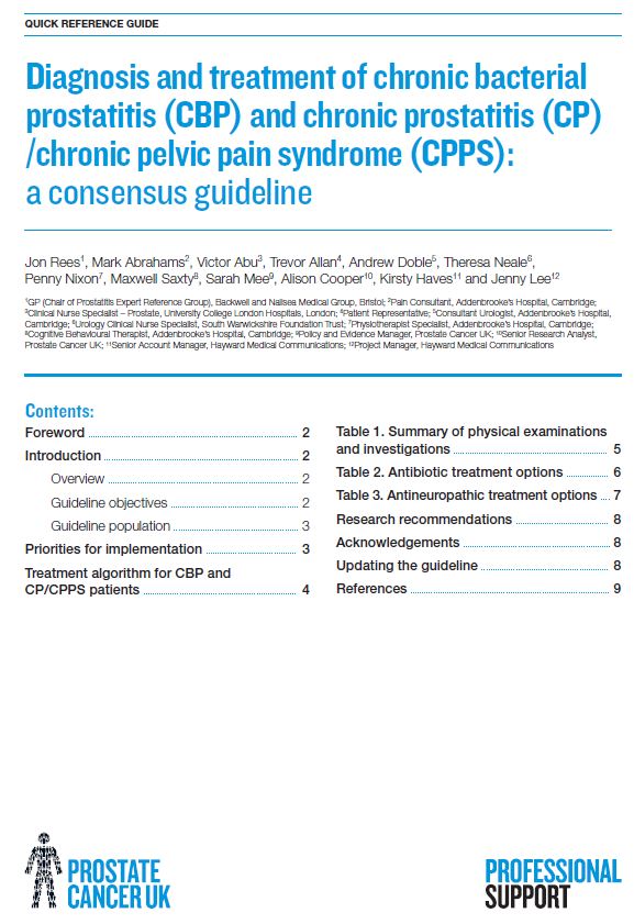 chronic prostatitis guidelines